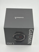 Garmin Fenix 6 Black With Silver Hardware With Navy Blue Bands GPS Used