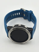 Garmin Fenix 6 Black With Silver Hardware With Navy Blue Bands GPS Used