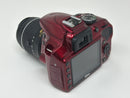 Nikon D3400 Red with AF-P DX Nikkor 18-55mm 1:3.5-5.6G VR Lens Good
