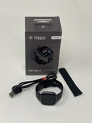 FitBit Versa 4 Graphite Aluminum Case With Black Infinity Band FB523 Very Good