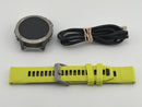 Garmin Fenix 6 Pro Sapphire Edition Titanium Lime and Gray Silicone Bands Good