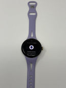 Google Pixel Watch 2 LTE Wifi Gold Aluminum Case and Purple Silicone Band Used